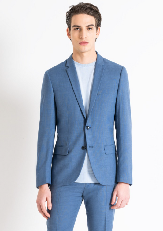 Giacca Bonnie slim fit in tessuto blu avio