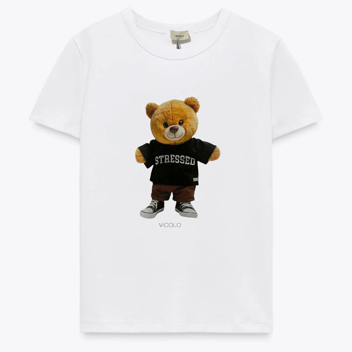T-shirt Vicolo con stampa teddy stressed