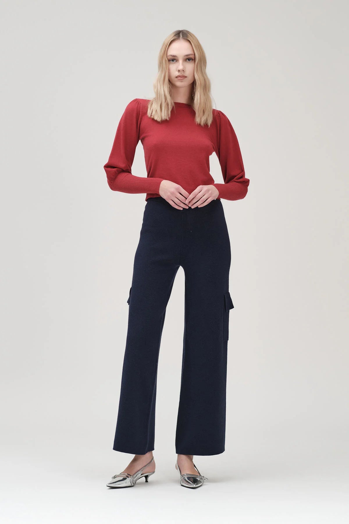 Pantaloni cargo in maglia