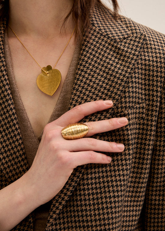 Anello oversize rigato oro