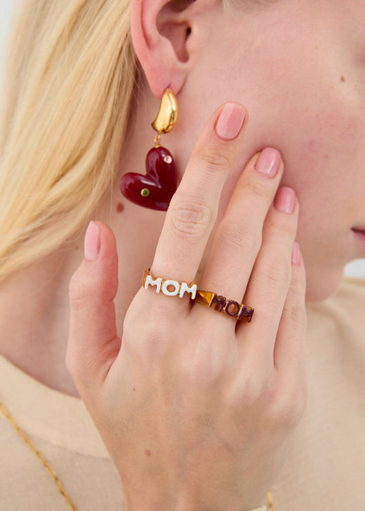 Anello mum smaltato bianco