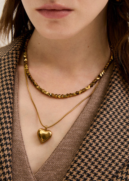 Collana elemento cuore bombato