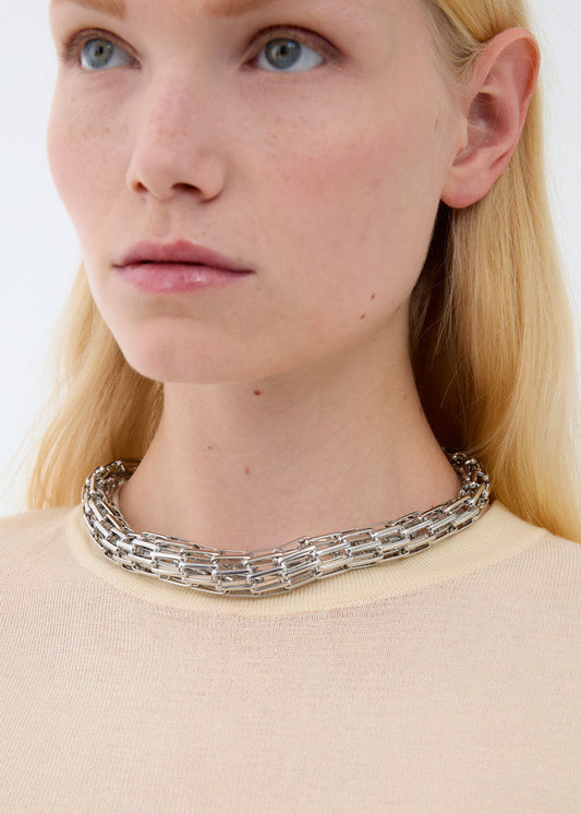 Collana ludo maglia tubolare oro e argento