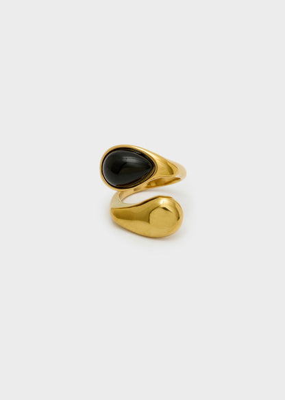 ANELLO ORY CON PIETRA NERO ORO