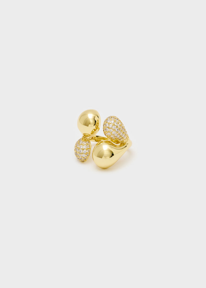 ANELLO MULTI ELEMENTO E ZIRCONI ORO