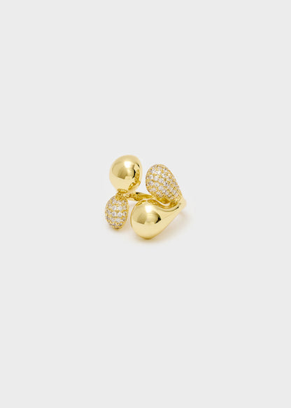 ANELLO MULTI ELEMENTO E ZIRCONI ORO