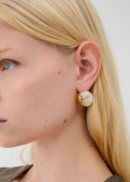 Orecchini ava resina acciaio inossidabile oro e bianco