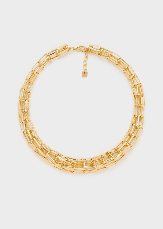 Collana ludo maglia tubolare over oro