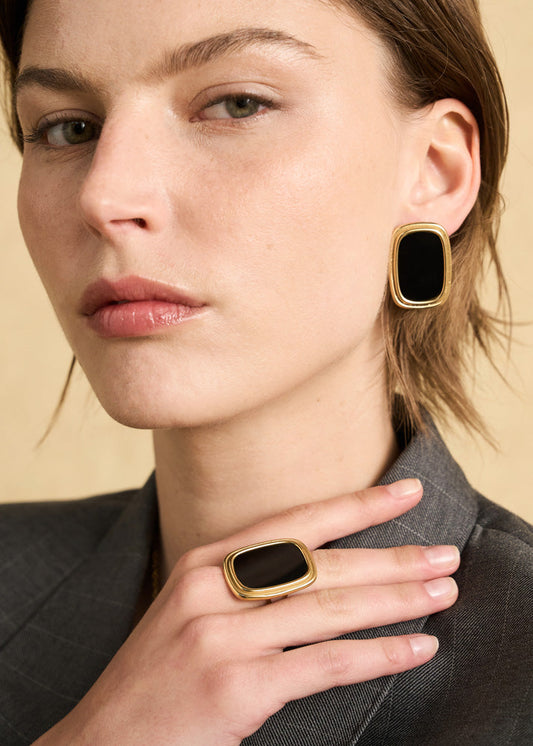 ANELLO MILLY PIETRA ACC. INOS. ORO/NERO