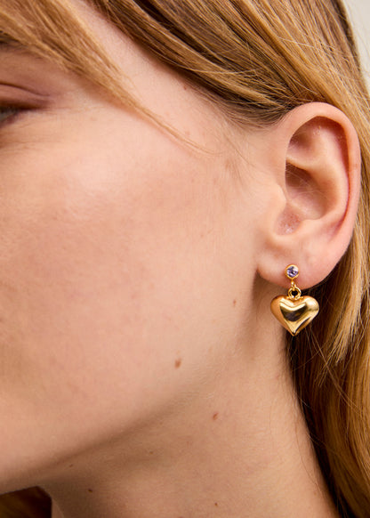 Orecchini cuori+pietra