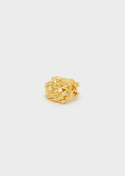 Anello over leaf con pietre oro