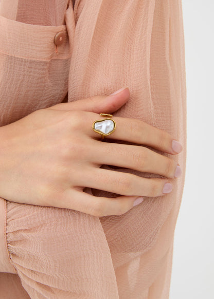 Anello aperto con perla oro
