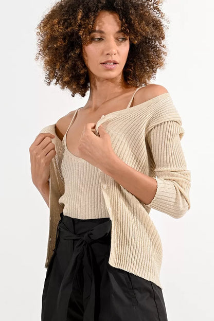 Giacca cardigan beige