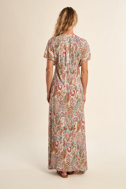 Max, abito fluido con stampa cashmere -Scollo a V