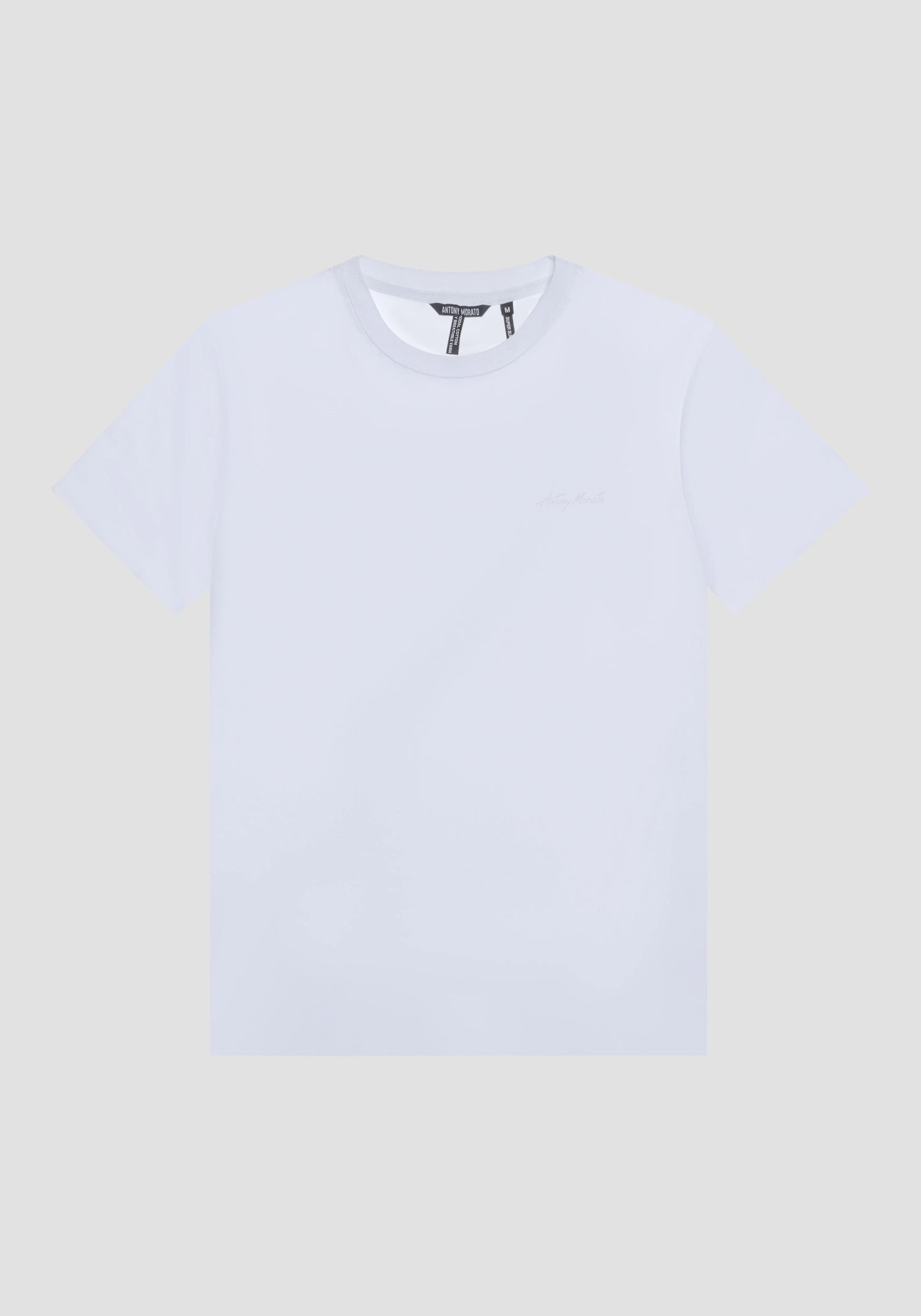 T-shirt super slim fit bianca in cotone elasticizzato con stampa logo
