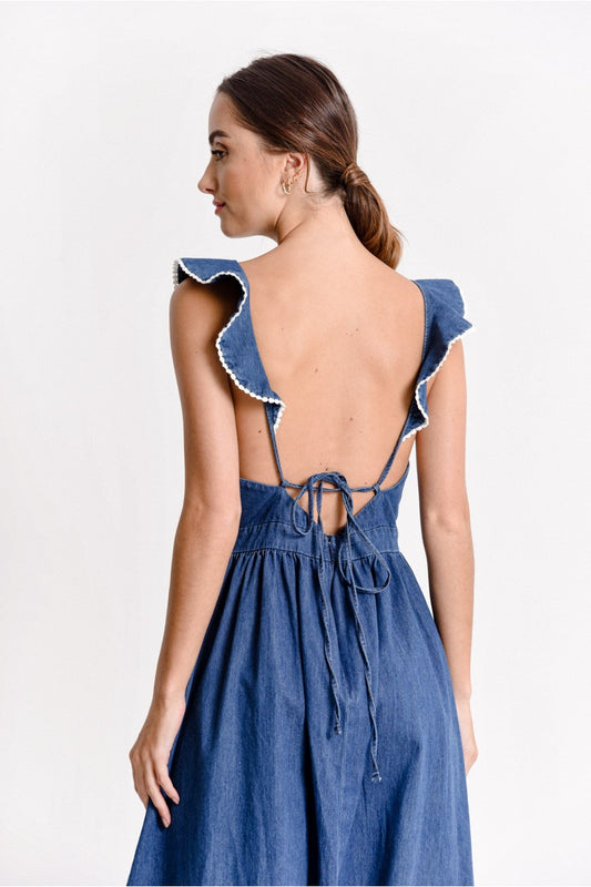MOLLY BRACKEN LONG DRESS WITH CROSSED STRAPS IN THE BACK