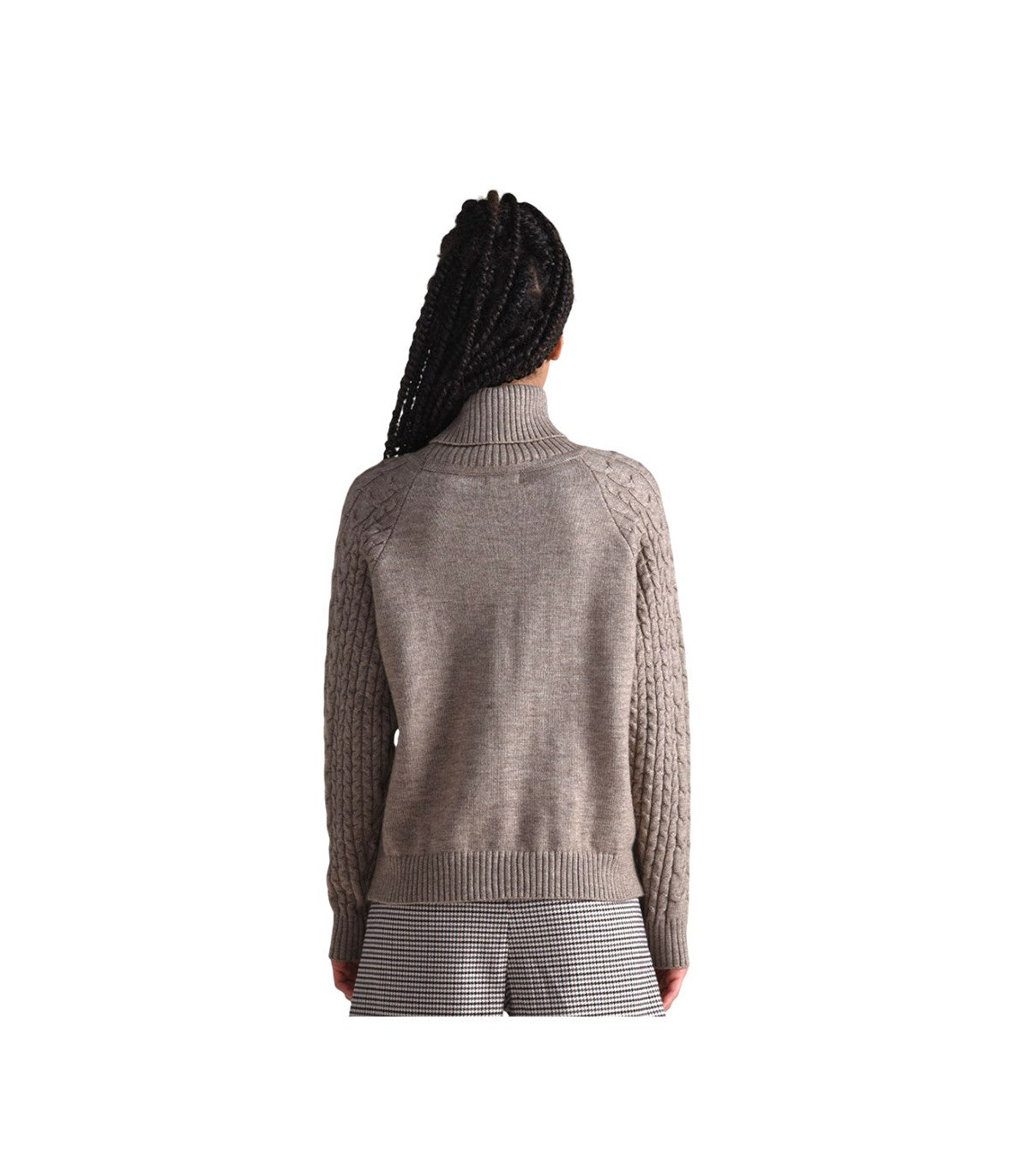 MOLLY BRACKEN HIGH NECK SWEATER WITH CABLES